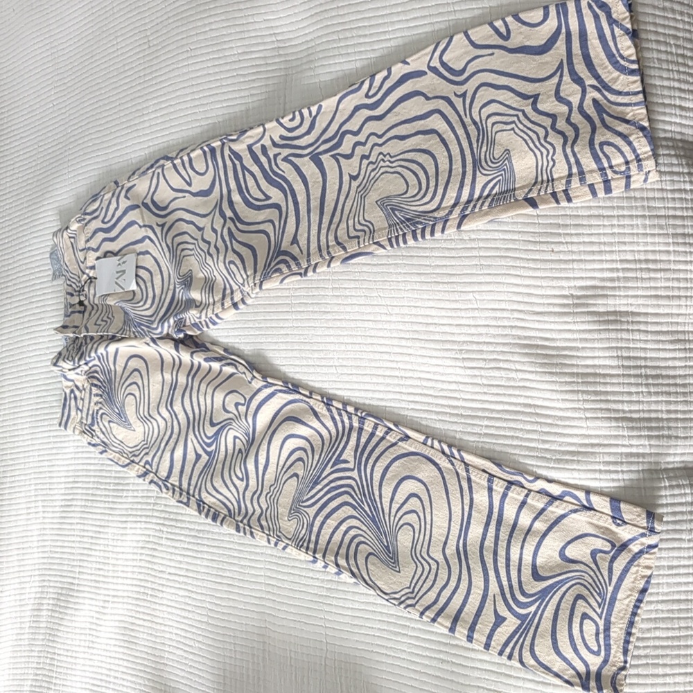 Zara Printed Straight Leg Jeans